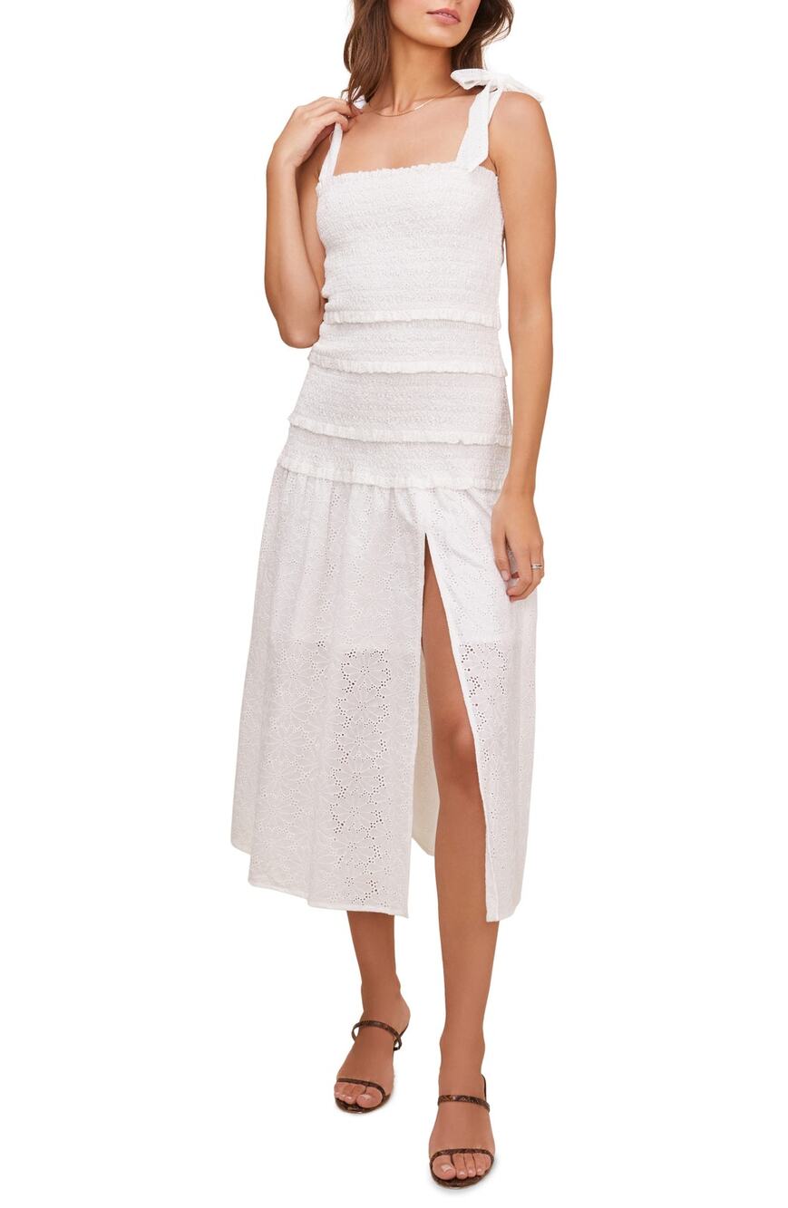 Astr The Label Smocked White Tessa Sundress Size L